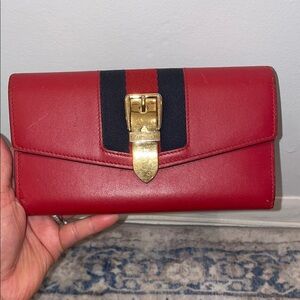 Gucci Sylvie wallet trifold red and navy